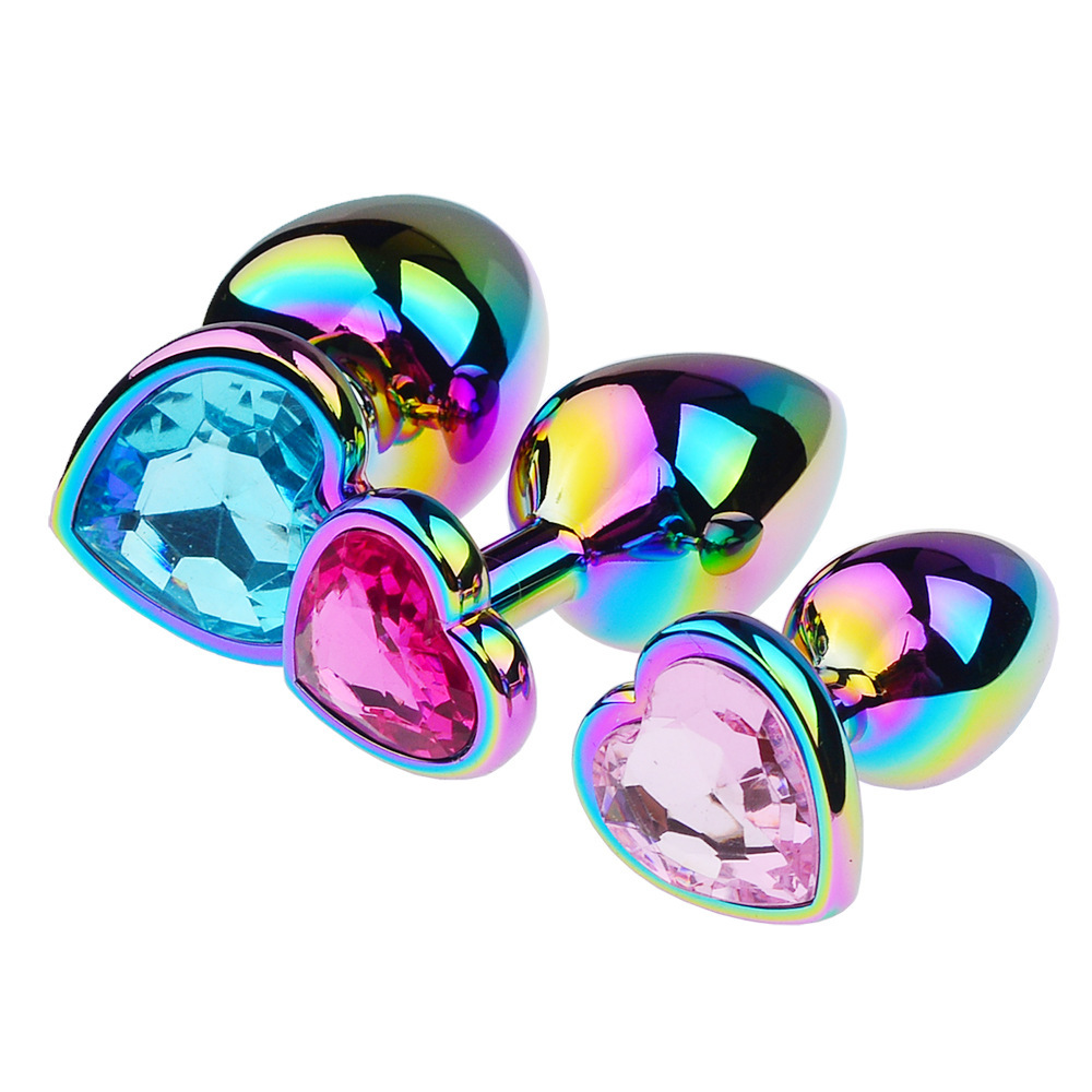 Metal heart shaped anal plug set